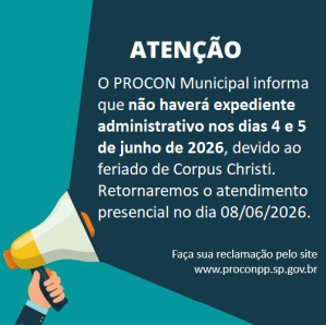 N�o haver� expediente administrativo nos dias 4 e 5 de junho de 2026.